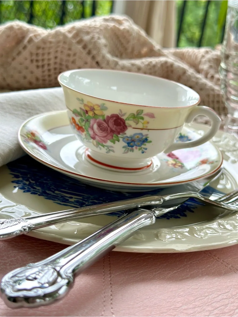 Vintage Shelton Japan Tea Cup Saucer Set Tea For Three Cottagecore Floral